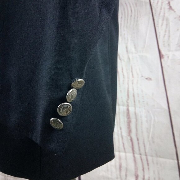 Chaps 46L Wool Blend 2 Metal Button Black Suit Blazer Sport Coat - Picture 4 of 10